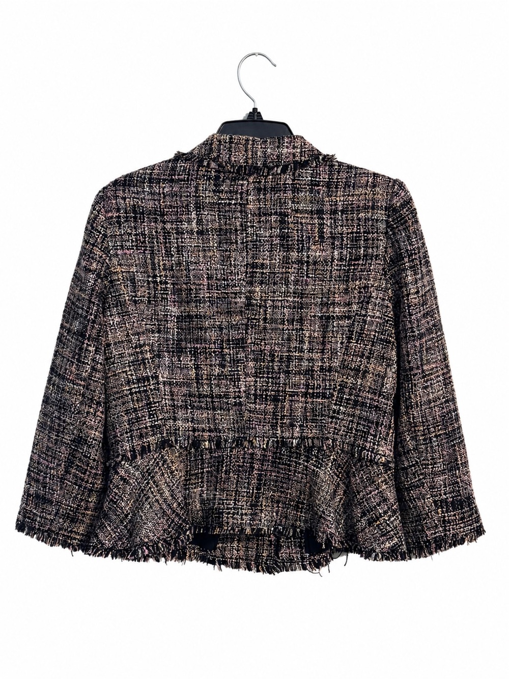Ivanka Trump Tweed Fringe Blazer Jacket Pink Black White Women’s Size 10 - Picture 2 of 4